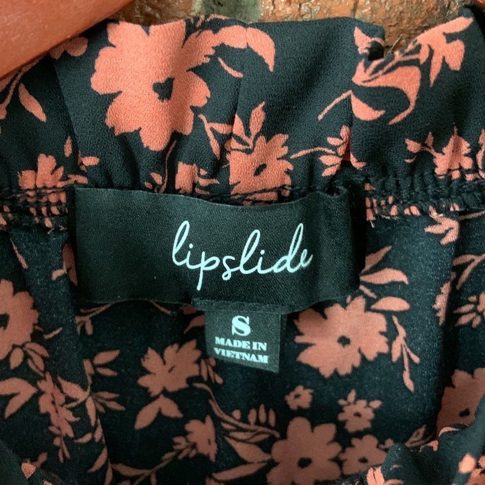 Lipslide Black & Peach Floral Peplum Top - Picture 2 of 6